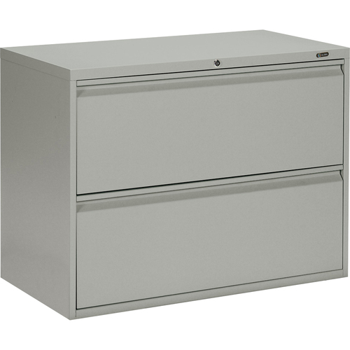 Global MVL1936P2 File Cabinet - 2-Drawer - 36" x 19.5" x 27.1" - 2 x Drawer(s) for File - A4, Legal, Letter - Lateral - Lockable, Recessed Handle, Leveling Glide - Gray - Metal