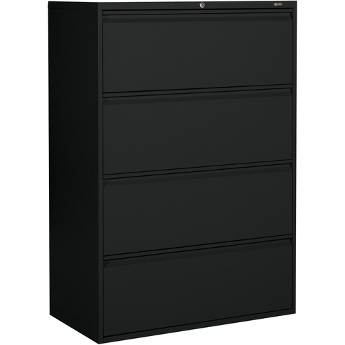 Global MVL1936P4 File Cabinet - 4-Drawer - 36" x 19.5" x 51.9" - 4 x Drawer(s) for File - A4, Legal, Letter - Lateral - Lockable, Recessed Handle, Leveling Glide - Black - Metal
