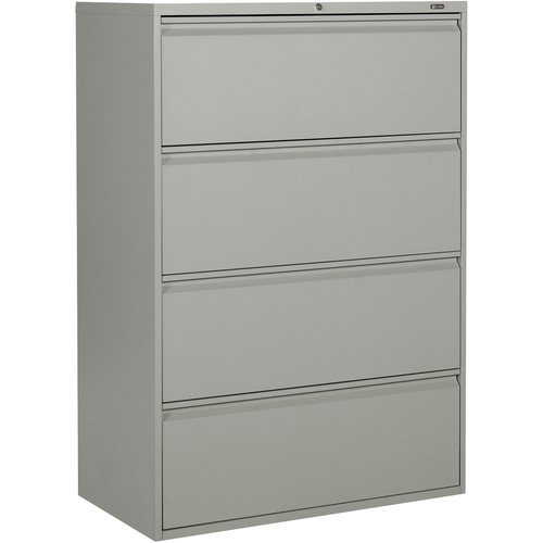 Global MVL1936P4 File Cabinet - 4-Drawer - 36" x 19.5" x 51.9" - 4 x Drawer(s) for File - A4, Legal, Letter - Lateral - Lockable, Recessed Handle, Leveling Glide - Gray - Metal