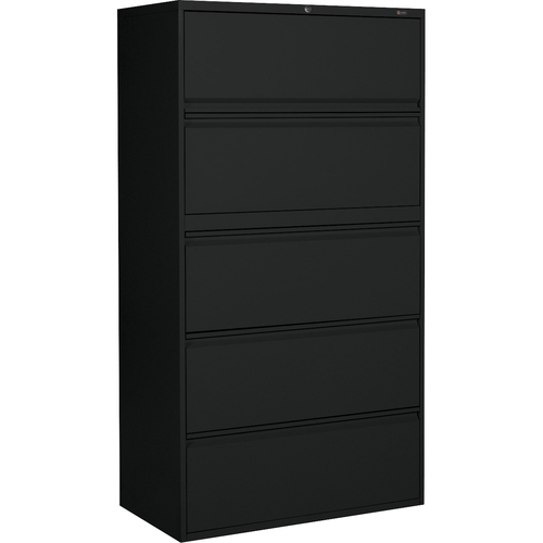 Global MVL1936P5 File Cabinet - 5-Drawer - 36" x 19.5" x 66.4" - 5 x Drawer(s) for File - A4, Legal, Letter - Lateral - Lockable, Recessed Handle, Leveling Glide - Black - Metal