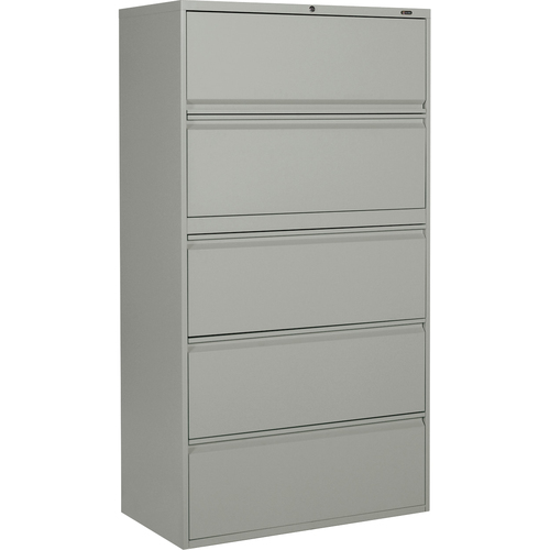 Global MVL1936P5 File Cabinet - 5-Drawer - 36" x 19.5" x 66.4" - 5 x Drawer(s) for File - A4, Legal, Letter - Lateral - Lockable, Recessed Handle, Leveling Glide - Gray - Metal
