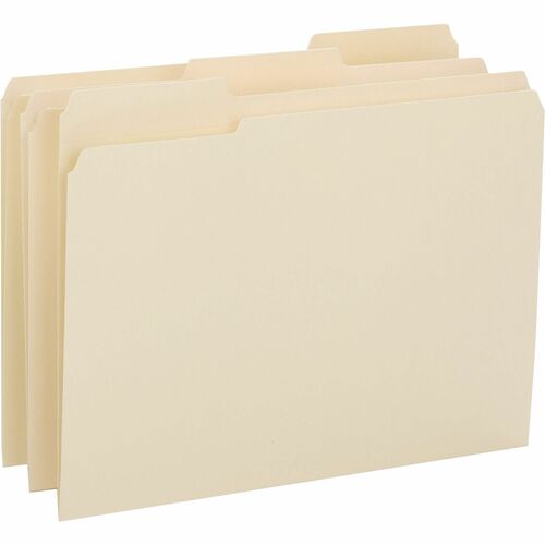 Business Source 1/3 Tab Cut Letter Recycled Top Tab File Folder - 8 1/2" x 11" - 3/4" Expansion - Top Tab Location - Assorted Position Tab Position - Manila - 10% Recycled - 50 / Box