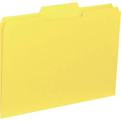 Business Source 1/3 Tab Cut Letter Recycled Top Tab File Folder - 8 1/2" x 11" - Top Tab Location - Assorted Position Tab Position - Yellow - 10% Recycled - 100 / Box - Interior Folders - BSN43559