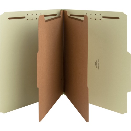 Nature Saver 2/5 Tab Cut Letter Recycled Classification Folder - 8 1/2" x 11" - 2" Expansion - Prong K Style Fastener - 2" Fastener Capacity for Folder, 1" Fastener Capacity for Divider - 2 Divider(s) - Fiberboard, Pressboard - Gray/Green - 100% Recycled 