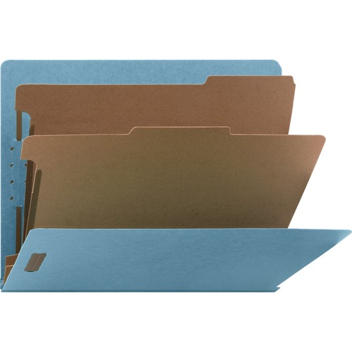 Nature Saver Letter Recycled Classification Folder - 8 1/2" x 11" - End Tab Location - 2 Divider(s) - Fiberboard - Blue - 100% Recycled - 10 / Box