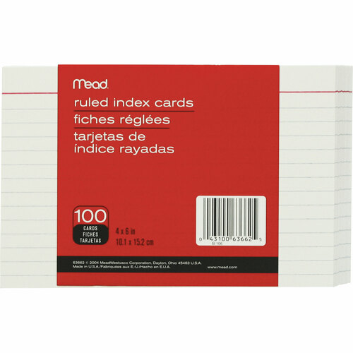Hilroy Ruled Index Card - 6" Width x 4" Length - 100 / Pack
