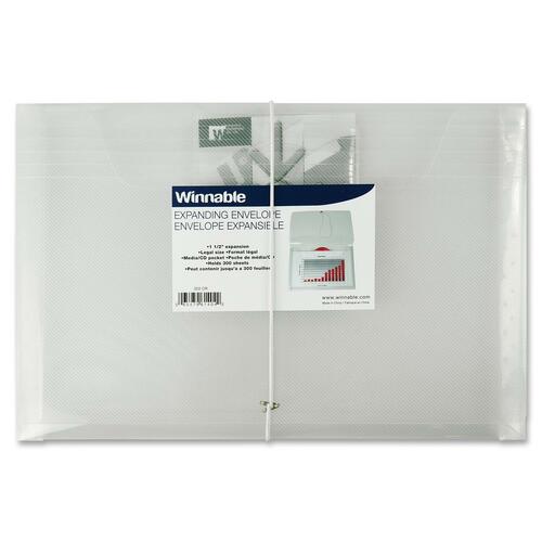 Winnable Legal Expanding File - 8 1/2" x 14" - 300 Sheet Capacity - 1 1/2" Expansion - Polypropylene - Clear - 1 Each