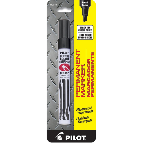 Pilot Super Color Permanent Marker - Broad Marker Point - Chisel Marker Point Style - Silver - 12 / Pack