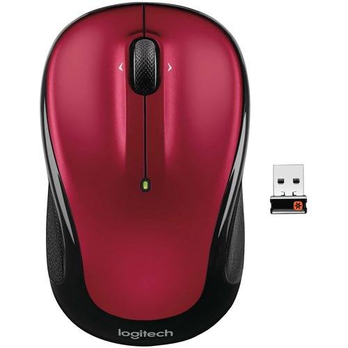 Logitech M325 Wireless Mouse, 2.4 GHz with USB Unifying Receiver, 1000 DPI Optical Tracking, 18-Month Life Battery, PC / Mac / Laptop / Chromebook (Red) - Optical - Wireless - Radio Frequency - 2.40 GHz - Red - 1 Pack - USB - 1000 dpi - Scroll Wheel - 5 B