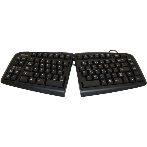 Goldtouch Standard USB Keyboard Black with PS/2 Adapter - Cable Connectivity - USB, PS/2 Interface - English, French - QWERTY Layout - Computer - PC - Black