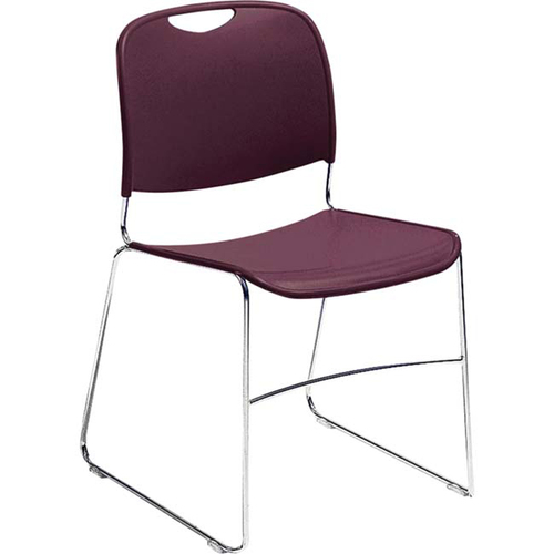 National Public Seating Hi Tech 8500 Series Compact Stack Chair - Plastic Seat Material - Chrome Frame Material - Wine