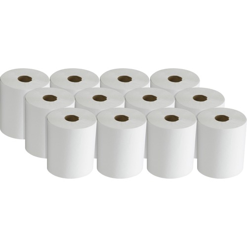 SKILCRAFT 1-ply Hard Roll Paper Towel - 1 Ply - 8" x 600 ft - White - Fiber, Paper - Absorbent, Nonperforated, Non-chlorine Bleached - For Restroom - 12 / Carton