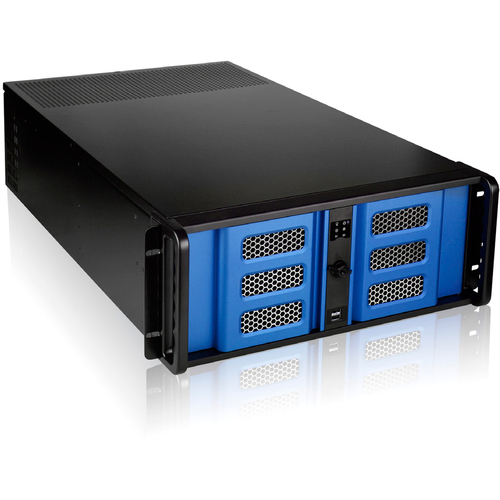 iStarUSA D Storm D-400L-7SE System Cabinet - Rack-mountable - Black, Blue - Aluminum, Zinc-coated Steel - 4U - 9 x Bay - 4 x Fan(s) Installed - ATX, Micro ATX Motherboard Supported - 5 x Fan(s) Supported - 7 x External 5.25" Bay - 1 x External 3.5" Bay - 