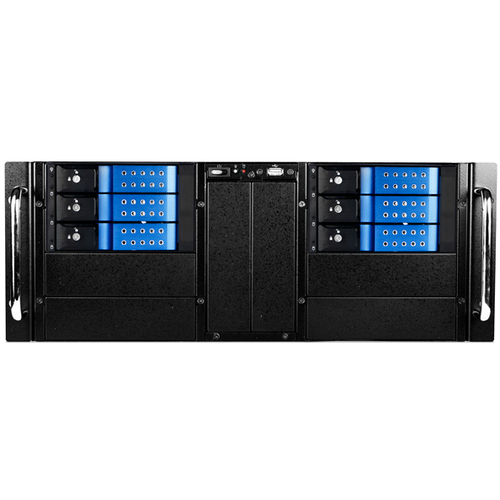 iStarUSA D Storm D-410-DE6 System Cabinet - Rack-mountable - Black, Blue - Zinc-coated Steel - 4U - 6 x Bay - 2 x Fan(s) Installed - EATX, ATX, Micro ATX Motherboard Supported - 2 x Fan(s) Supported - 6 x External 3.5" Bay - 7x Slot(s) - 1 x USB(s)