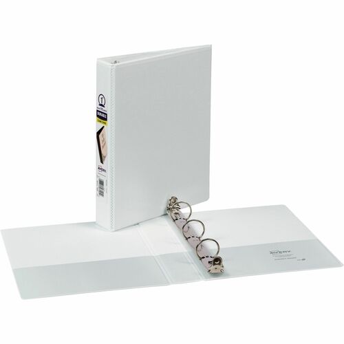 Avery® Durable View Binder 1" , Round Rings, 5½" x 8½" , White - 1" Binder Capacity - Half-letter - 5 1/2" x 8 1/2" Sheet Size - 175 Sheet Capacity - Round Ring Fastener(s) - 2 Pocket(s) - Polypropylene - Recycled - Pocket, Durable, Tear Resistant, Sp