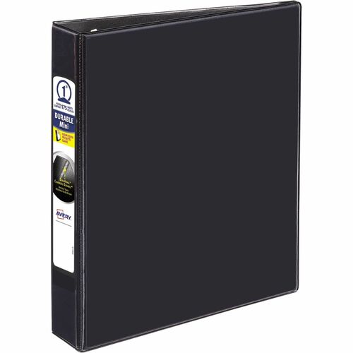Avery® Durable View Binder 1" , Round Rings, 5½" x 8½" , Black - 1" Binder Capacity - Half-letter - 5 1/2" x 8 1/2" Sheet Size - 175 Sheet Capacity - Round Ring Fastener(s) - 2 Pocket(s) - Polypropylene - Recycled - Pocket, Durable, Tear Resistant, Sp