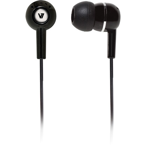 V7 HA100 Earphone - Stereo - Black - Mini-phone (3.5mm) - Wired - 32 Ohm - 20 Hz 20 kHz - Earbud - Binaural - Open - 3.94 ft Cable