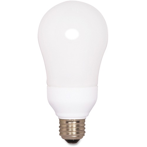 Satco 15-watt A19 CFL Bulb - 15 W - 120 V AC - Spiral - A19 Size - White Light Color - E26 Base - 10000 Hour - 4400.3°F (2426.8°C) Color Temperature - 82 CRI - Energy Saver - 1 Each - Light Bulbs & Tubes - SDNS7291