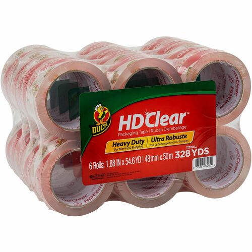 Duck Brand HD Clear Packing Tape - 54.60 yd Length x 1.88" Width - 3" Core - 2.60 mil - Acrylic Backing - 24 / Carton - Clear