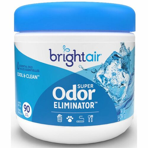 Bright Air Super Odor Eliminator Air Freshener - Gel - 450 ft³ - 14 fl oz (0.4 quart) - Cool, Clean - 60 Day - 1 Each