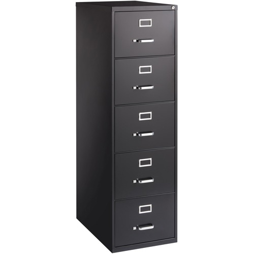 Lorell Commercial Grade Vertical File Cabinet - 5-Drawer - 18" x 26.5" x 61" - 5 x Drawer(s) for File - Legal - Vertical - Heavy Duty, Security Lock, Ball-bearing Suspension - Black - Steel - Recycled = LLR48501