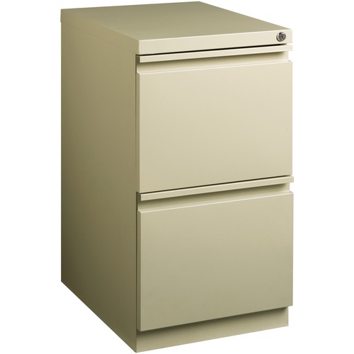 Lorell 20" File/File Mobile File Cabinet with Full-Width Pull - 15" x 20" x 27.8" - Letter - Recessed Handle, Ball-bearing Suspension, Security Lock - Putty - Steel - Recycled