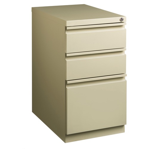 Lorell Mobile File Pedestal - 15" x 22.9" x 27.8" - Letter - Recessed Handle, Ball-bearing Suspension, Security Lock - Putty - Steel - Recycled = LLR49526