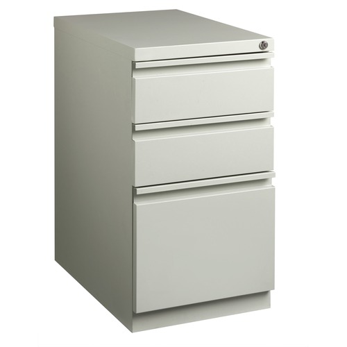 Lorell Mobile File Pedestal - 3-Drawer - 15" x 22.9" x 27.8" - 3 x Drawer(s) for Box, File - Letter - Ball-bearing Suspension, Security Lock, Recessed Handle - Light Gray - Steel - Recycled = LLR49528