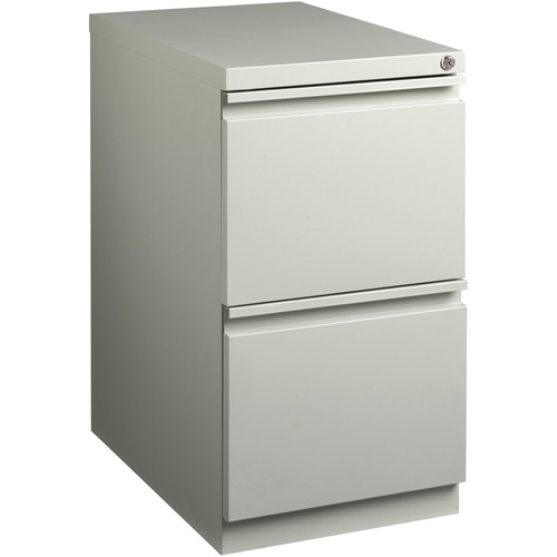 Lorell Mobile File Pedestal - 2-Drawer - 15" x 22.9" x 27.8" - 2 x Drawer(s) for File - Letter - Ball-bearing Suspension, Security Lock, Recessed Handle - Light Gray - Steel - Recycled = LLR49531