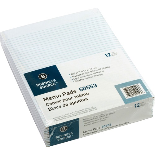 Picture of Business Source Glued Top Ruled Memo Pads - Letter