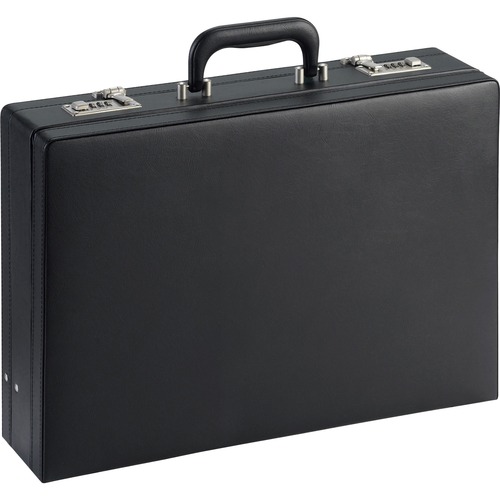 Lorell Carrying Case (Attaché) Document - Black - Vinyl - 12.50" (317.50 mm) Height x 17.50" (444.50 mm) Width x 4" (101.60 mm) Depth - 1 Pack - Briefcases - LLR61614