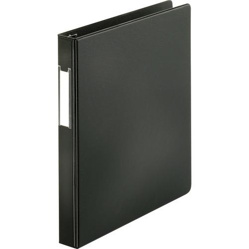 Business Source Slanted D-ring Binders - 1" Binder Capacity - 3 x D-Ring Fastener(s) - 2 Internal Pocket(s) - Chipboard, Polypropylene - Black - PVC-free, Non-stick, Spine Label, Gap-free Ring, Non-glare, Heavy Duty, Open and Closed Triggers - 1 Each = BSN33105