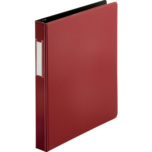 Business Source Slanted D-ring Binders - 1" Binder Capacity - 3 x D-Ring Fastener(s) - 2 Internal Pocket(s) - Chipboard, Polypropylene - Burgundy - PVC-free, Non-stick, Spine Label, Gap-free Ring, Non-glare, Heavy Duty, Open and Closed Triggers - 1 Each - Standard Ring Binders - BSN33106