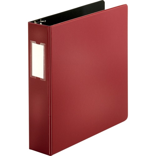 Business Source Slanted D-ring Binders - 2" Binder Capacity - 3 x D-Ring Fastener(s) - 2 Internal Pocket(s) - Chipboard, Polypropylene - Burgundy - PVC-free, Non-stick, Spine Label, Gap-free Ring, Non-glare, Heavy Duty, Open and Closed Triggers - 1 Each = BSN33110