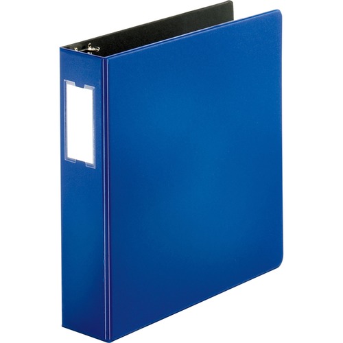 Business Source Slanted D-ring Binders - 2" Binder Capacity - 3 x D-Ring Fastener(s) - 2 Internal Pocket(s) - Chipboard, Polypropylene - Blue - PVC-free, Non-stick, Spine Label, Gap-free Ring, Non-glare, Heavy Duty, Open and Closed Triggers - 1 Each - Standard Ring Binders - BSN33111