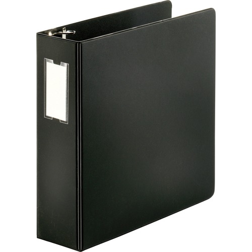 Business Source Slanted D-ring Binders - 3" Binder Capacity - 3 x D-Ring Fastener(s) - 2 Internal Pocket(s) - Chipboard, Polypropylene - Black - Refillable, Non-stick, Spine Label, Gap-free Ring, Non-glare, Heavy Duty, Open and Closed Triggers - 1 Each - Standard Ring Binders - BSN33113