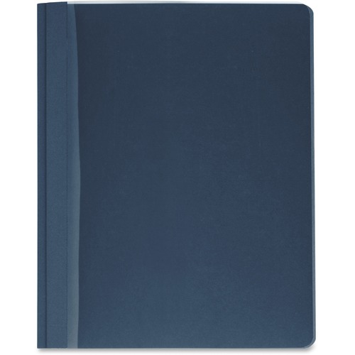Business Source Letter Report Cover - 8 1/2" x 11" - 100 Sheet Capacity - 3 x Prong Fastener(s) - Clear, Dark Blue - 25 / Box = BSN78522