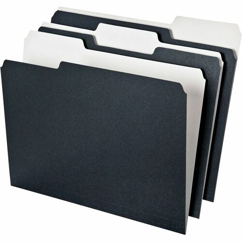 Pendaflex 1/3 Tab Cut Recycled Top Tab File Folder - Top Tab Location - Assorted Tab Position - Black, White - 100% Recycled - 50 / Pack