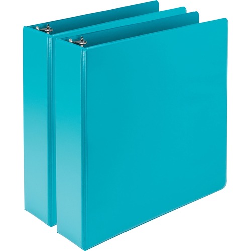 Samsill Earth's Choice Plant-based View Binders - 2" Binder Capacity - Letter - 8 1/2" x 11" Sheet Size - 425 Sheet Capacity - 3 x Round Ring Fastener(s) - 2 Internal Pocket(s) - Chipboard, Polypropylene, Plastic - Turquoise - 2.24 lb - Recycled - Clear O