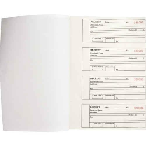 Business Source 2-part Receipt Book - 2 Part - 6.50" x 2.62" Form Size - 8 1/10" x 10 4/5" Sheet Size - Yellow - Recycled - 1 Each