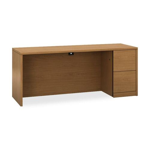 HON 10500 H105903R Credenza - 2-Drawer - 72" x 24" x 1.1" x 29.5" - 2 Drawer(s) - Single Pedestal on Right Side - Finish: Harvest, Laminate - Modesty Panel, Scratch Resistant, Security Lock, Abrasion Resistant, Grommet, Stain Resistant, Cord Management, S