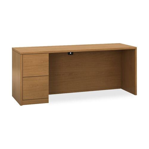 HON 10500 H105904L Credenza - 2-Drawer - 72" x 24" x 1.1" x 29.5" - 2 Drawer(s) - Single Pedestal on Left Side - Finish: Harvest, Laminate - Grommet, Scratch Resistant, Security Lock, Abrasion Resistant, Ball-bearing Suspension, Cord Management, Stain Res
