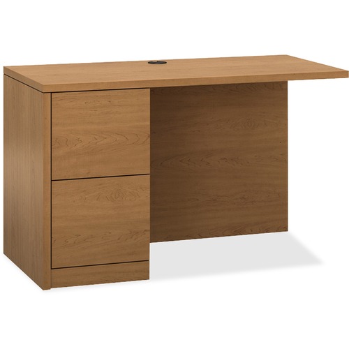 HON 10500 H105906L Return - 2-Drawer - 29.5" Height x 48" Width x 24" Depth x 1.1" Thickness - Total Drawer(s): 2 - Single Pedestal on Left Side - Finish: Harvest, Laminate - Grommet, Modesty Panel, Ball-bearing Suspension, Abrasion Resistant, Scratch Res