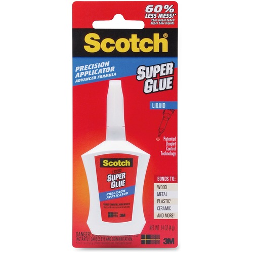 Scotch® Super Glue Liquid in Precision Applicator, .14 oz - 0.14 oz - 1 Each - Clear