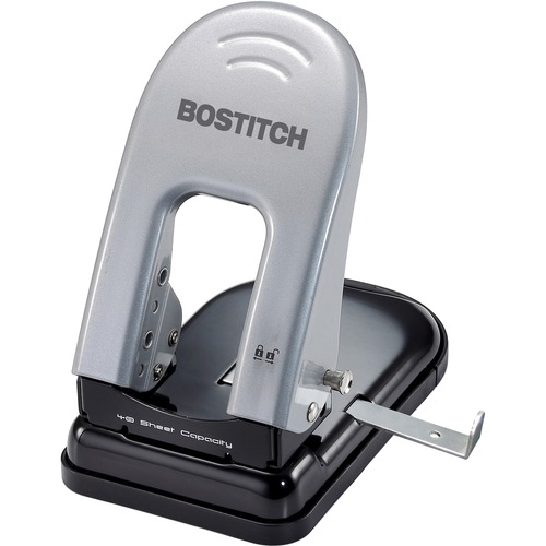 Bostitch EZ Squeeze™ 40 Two-Hole Punch - 2 Punch Head(s) - 40 Sheet - 9/32" Punch Size - 6.50" (165.10 mm) x 2.75" (69.85 mm) - Black, Silver