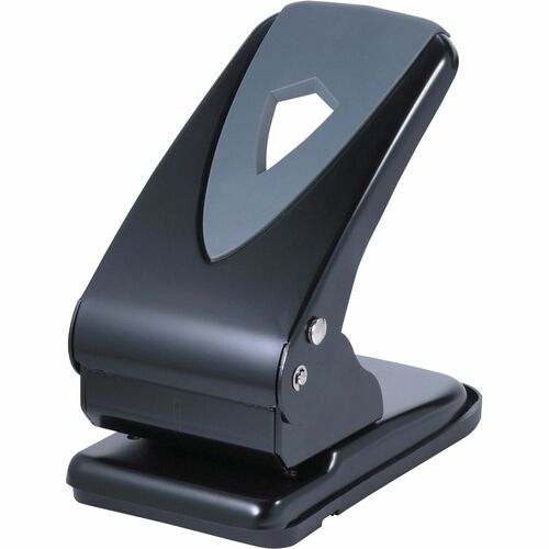 Business Source Two-hole Metal Punch - 2 Punch Head(s) - 65 Sheet of 20lb Paper - 1/4" Punch Size - Black, Gray