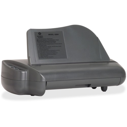 Business Source Electric Adjustable 3-hole Punch - 3 Punch Head(s) - 30 Sheet of 20lb Paper - 1/4" Punch Size - Gray
