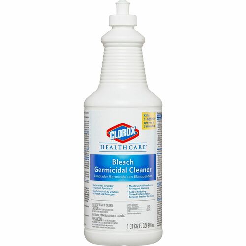 Clorox Healthcare Pull-Top Bleach Germicidal Cleaner - For Hard Surface, Nonporous Surface - Ready-To-Use - 32 fl oz (1 quart) - 1 Each - Disinfectant, Anti-corrosive - White