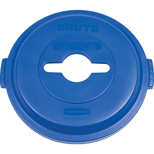 Rubbermaid Commercial Brute 32 Gallon Mixed Recycling Lid - Round - Plastic - 1 Each - Blue - Recycling Bins - RUB21162