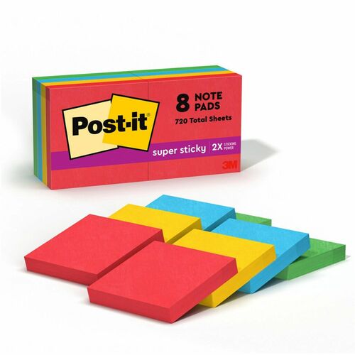 Coloured Stickies with Square Adhesive -12 Pack